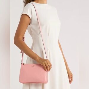 Kate Spade Leila Triple Gusset Crossbody Bag Peachy Rose Pink
